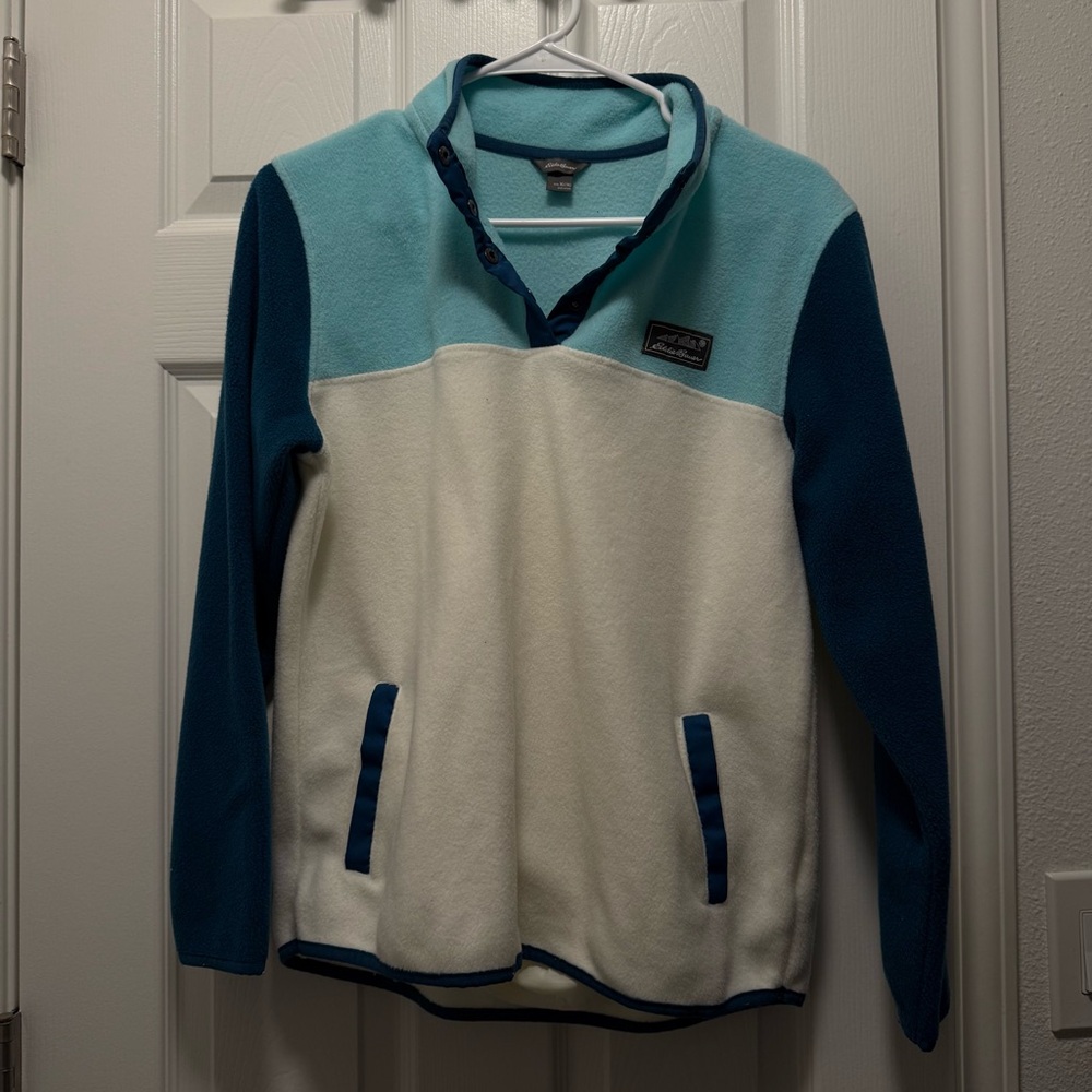 Eddie Bauer Light Aqua & Navy Fleece Jacket